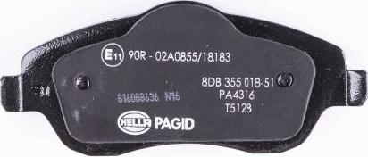 HELLA PAGID 8DB 355 018-511 - Bremžu uzliku kompl., Disku bremzes adetalas.lv