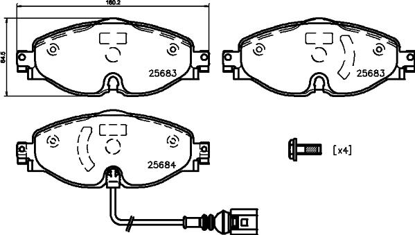 HELLA PAGID 8DB 355 020-191 - Bremžu uzliku kompl., Disku bremzes adetalas.lv