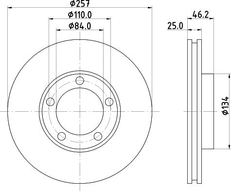 HELLA PAGID 8DD 355 134-041 - Bremžu diski adetalas.lv