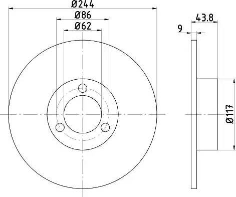 HELLA PAGID 8DD 355 100-481 - Bremžu diski adetalas.lv