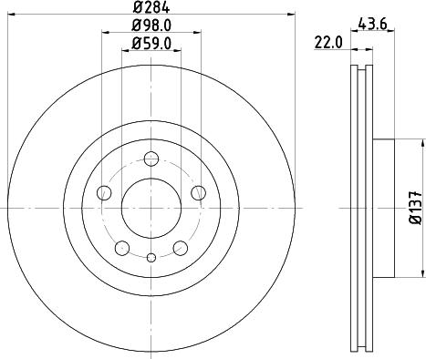 HELLA PAGID 8DD 355 124-211 - Bremžu diski adetalas.lv