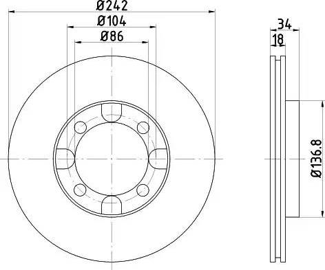 HELLA PAGID 8DD 355 101-151 - Bremžu diski adetalas.lv