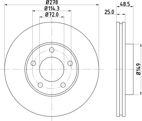 HELLA PAGID 8DD 355 128-231 - Bremžu diski adetalas.lv