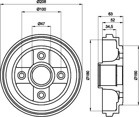 HELLA PAGID 8DT 355 300-381 - Bremžu trumulis adetalas.lv