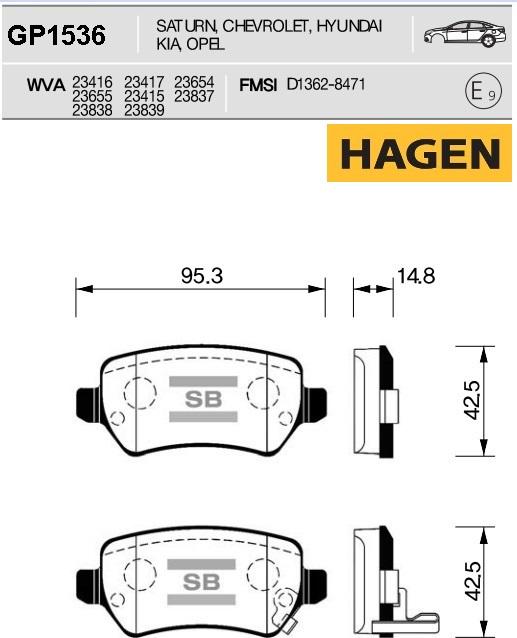 Hi-Q GP1536 - Bremžu uzliku kompl., Disku bremzes adetalas.lv