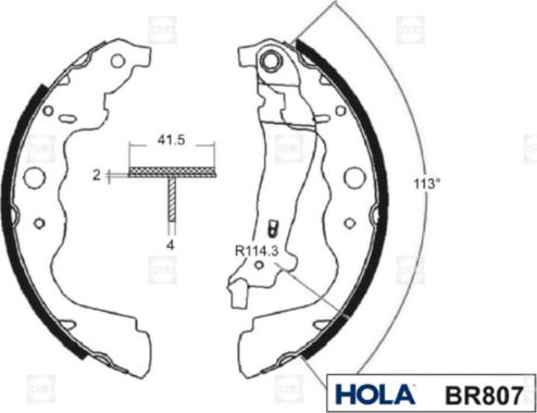 Hola BR807 - Bremžu loku komplekts adetalas.lv