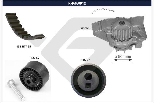 Hutchinson KH 46WP12 - Ūdenssūknis + Zobsiksnas komplekts adetalas.lv