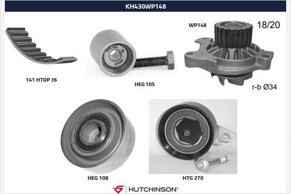 Hutchinson KH 430WP148 - Ūdenssūknis + Zobsiksnas komplekts adetalas.lv