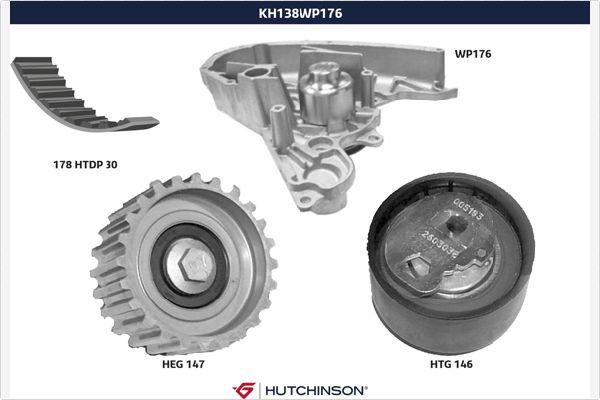 Hutchinson KH 138WP176 - Ūdenssūknis + Zobsiksnas komplekts adetalas.lv