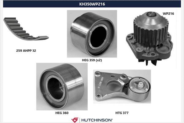 Hutchinson KH 350WP216 - Ūdenssūknis + Zobsiksnas komplekts adetalas.lv