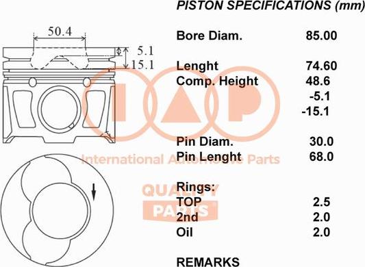 IAP QUALITY PARTS 100-14074 - Virzulis adetalas.lv