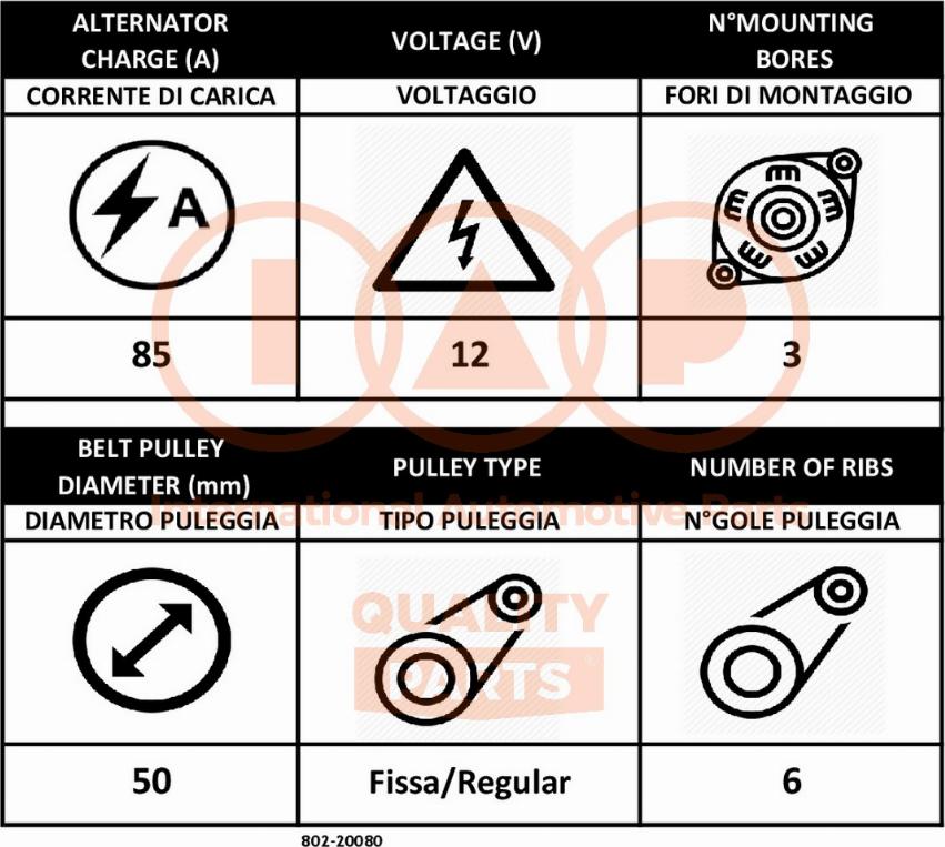 IAP QUALITY PARTS 802-20080 - Ģenerators adetalas.lv