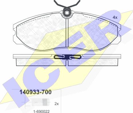 Icer 140933-700 - Bremžu uzliku kompl., Disku bremzes adetalas.lv