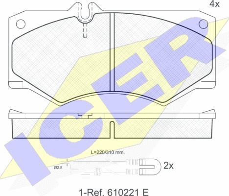 Icer 140405-113 - Bremžu uzliku kompl., Disku bremzes adetalas.lv