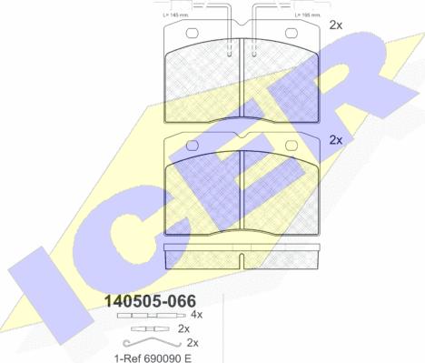 Icer 140505 - Bremžu uzliku kompl., Disku bremzes adetalas.lv