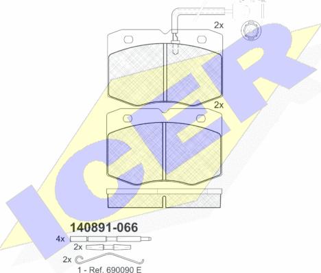 Icer 140891-066 - Bremžu uzliku kompl., Disku bremzes adetalas.lv