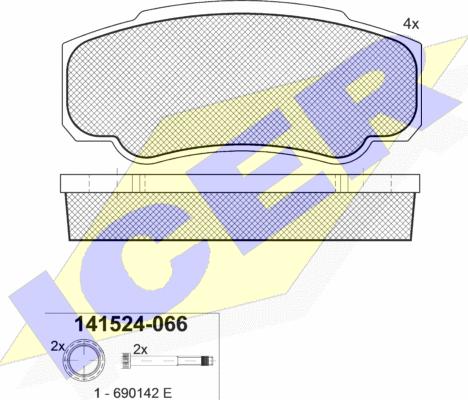 Icer 141524 - Bremžu uzliku kompl., Disku bremzes adetalas.lv