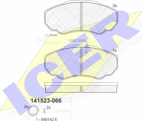 Icer 141523 - Bremžu uzliku kompl., Disku bremzes adetalas.lv