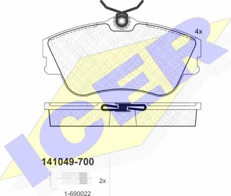 Icer 141049-700 - Bremžu uzliku kompl., Disku bremzes adetalas.lv