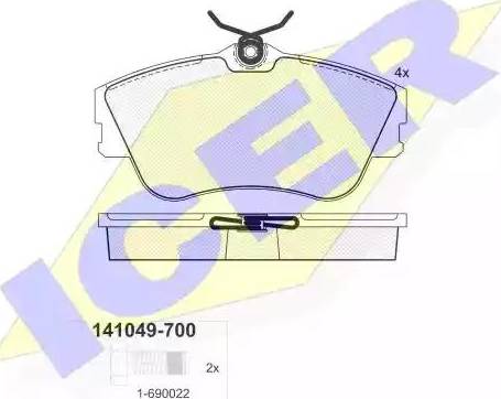 Icer 141049 - Bremžu uzliku kompl., Disku bremzes adetalas.lv