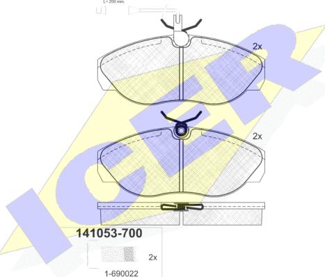 Icer 141053-700 - Bremžu uzliku kompl., Disku bremzes adetalas.lv