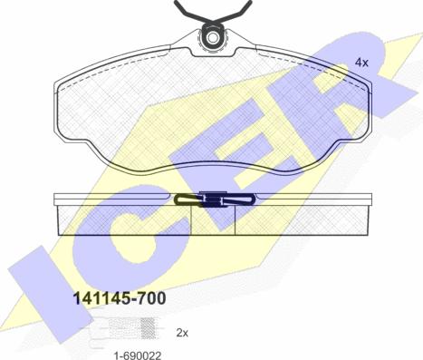 Icer 141145-700 - Bremžu uzliku kompl., Disku bremzes adetalas.lv