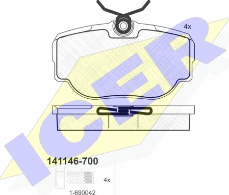 Icer 141146-700 - Bremžu uzliku kompl., Disku bremzes adetalas.lv