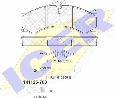 Icer 141126-700 - Bremžu uzliku kompl., Disku bremzes adetalas.lv