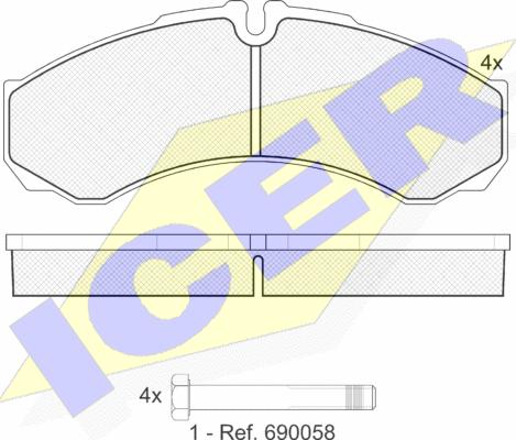 Icer 141208 - Bremžu uzliku kompl., Disku bremzes adetalas.lv