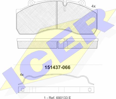 Icer 151437 - Bremžu uzliku kompl., Disku bremzes adetalas.lv