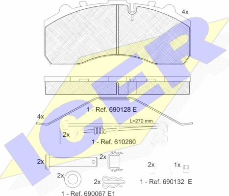 Icer 151194-118 - Bremžu uzliku kompl., Disku bremzes adetalas.lv