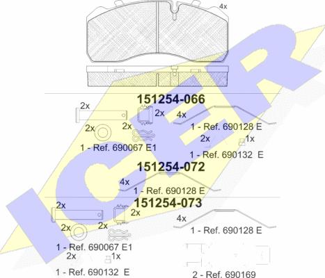 Icer 151254 - Bremžu uzliku kompl., Disku bremzes adetalas.lv