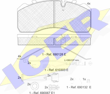 Icer 151254-120 - Bremžu uzliku kompl., Disku bremzes adetalas.lv