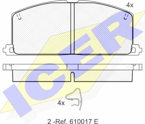 Icer 180462 - Bremžu uzliku kompl., Disku bremzes adetalas.lv