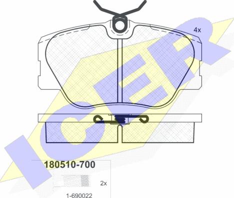 Icer 180510-700 - Bremžu uzliku kompl., Disku bremzes adetalas.lv