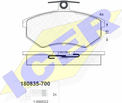 Icer 180835-700 - Bremžu uzliku kompl., Disku bremzes adetalas.lv