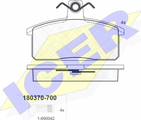 Icer 180370-700 - Bremžu uzliku kompl., Disku bremzes adetalas.lv