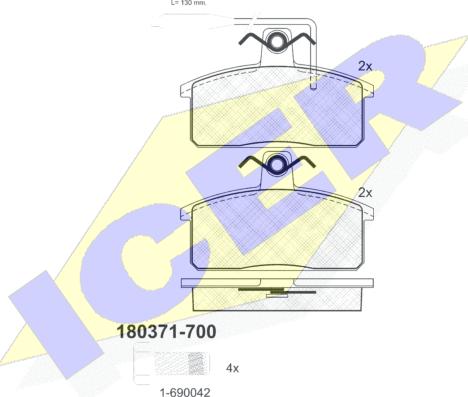 Icer 180371-700 - Bremžu uzliku kompl., Disku bremzes adetalas.lv