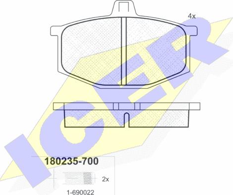 Icer 180235-700 - Bremžu uzliku kompl., Disku bremzes adetalas.lv