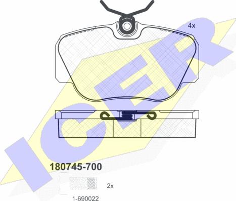 Icer 180745-700 - Bremžu uzliku kompl., Disku bremzes adetalas.lv