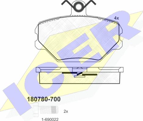 Icer 180780-700 - Bremžu uzliku kompl., Disku bremzes adetalas.lv