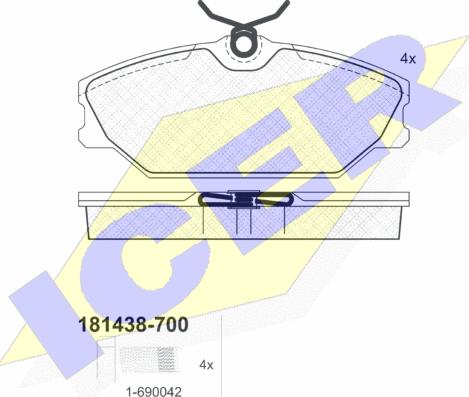 Icer 181438-700 - Bremžu uzliku kompl., Disku bremzes adetalas.lv