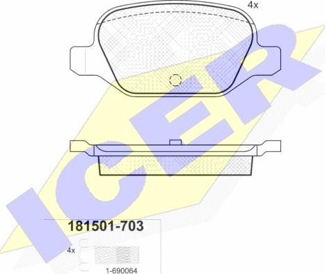 Icer 181501-703 - Bremžu uzliku kompl., Disku bremzes adetalas.lv