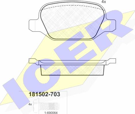 Icer 181502-703 - Bremžu uzliku kompl., Disku bremzes adetalas.lv