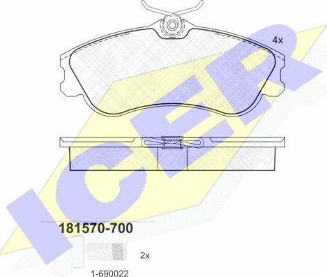 Icer 181570-700 - Bremžu uzliku kompl., Disku bremzes adetalas.lv