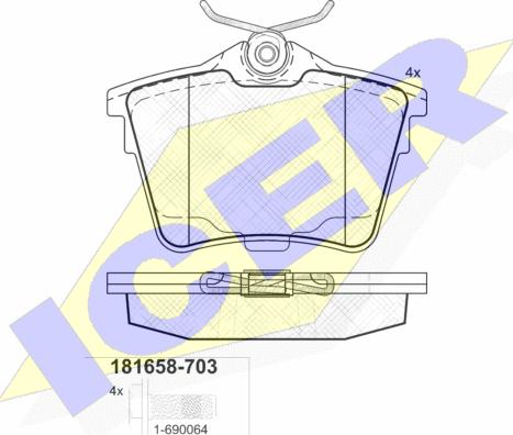 Icer 181658-703 - Bremžu uzliku kompl., Disku bremzes adetalas.lv