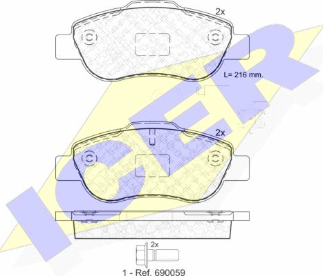 Icer 181843-203 - Bremžu uzliku kompl., Disku bremzes adetalas.lv