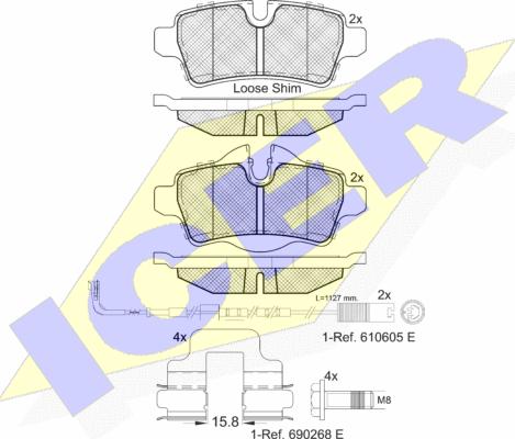 Icer 181812-067 - Bremžu uzliku kompl., Disku bremzes adetalas.lv