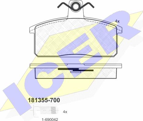 Icer 181355-700 - Bremžu uzliku kompl., Disku bremzes adetalas.lv