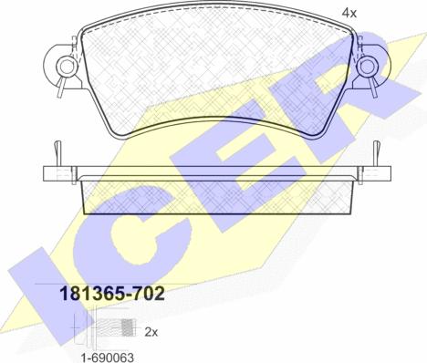 Icer 181365-702 - Bremžu uzliku kompl., Disku bremzes adetalas.lv